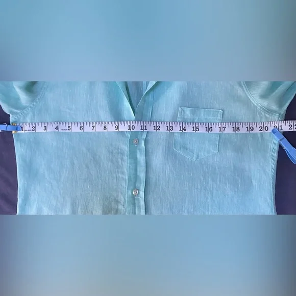 Frank & Eileen Shirley Tailored Button-Up Shirt Classic Linen Size: L Seafoam